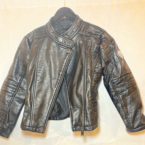 Urban Republic Girls Faux Black Leather Moto Jacket Size S 7/8 - Picture 3 of 13